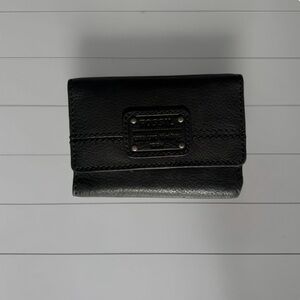 Fossil Black Leather Trifold Wallet with coin pocket